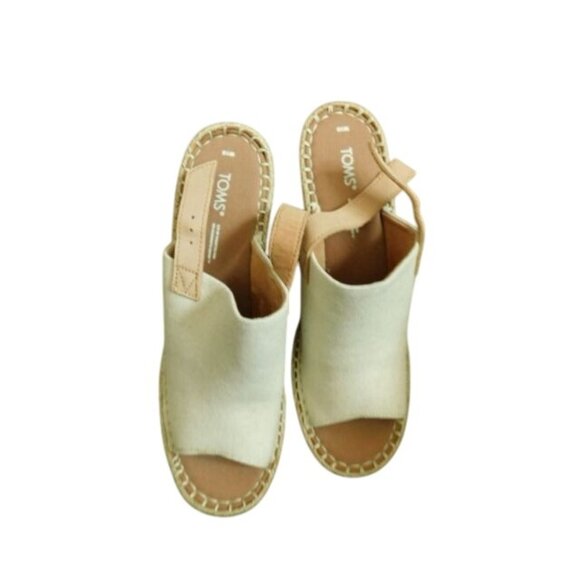 Toms Size 10 Canvas Slingback Rope Covered Wedge Heels Shoes NEW - Picture 2 of 5